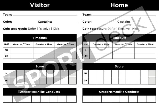 Football Referee Printable PDF Scorecard